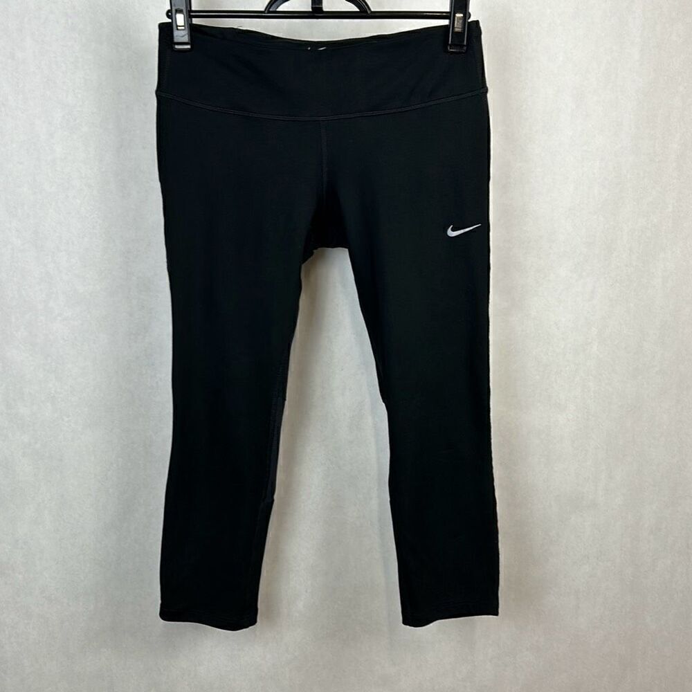 Nike Running Dri-Fit Cropped Leggings Womens Sz Medium Black
